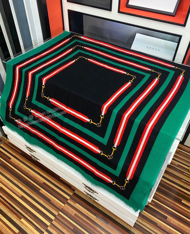 Gucci經典羊絨長巾 古馳純羊絨經典logo圖案羊絨長巾 古琦雙G馬銜扣長巾  mmj1550